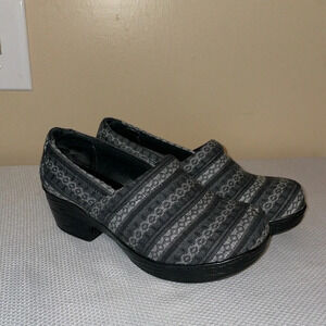 BOC womens 8.5 clogs shoes comfort black white grey pattern Nadine B.o.c slip on
